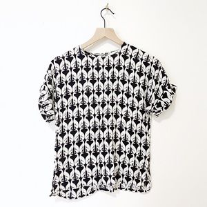 Black and White Art Deco Greyhound Print Blouse